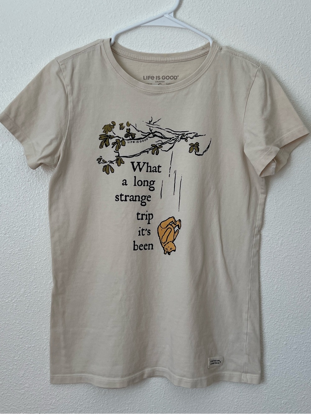 Life Is Good Beige Winnie the Pooh Graphic Short Sleeve Tee